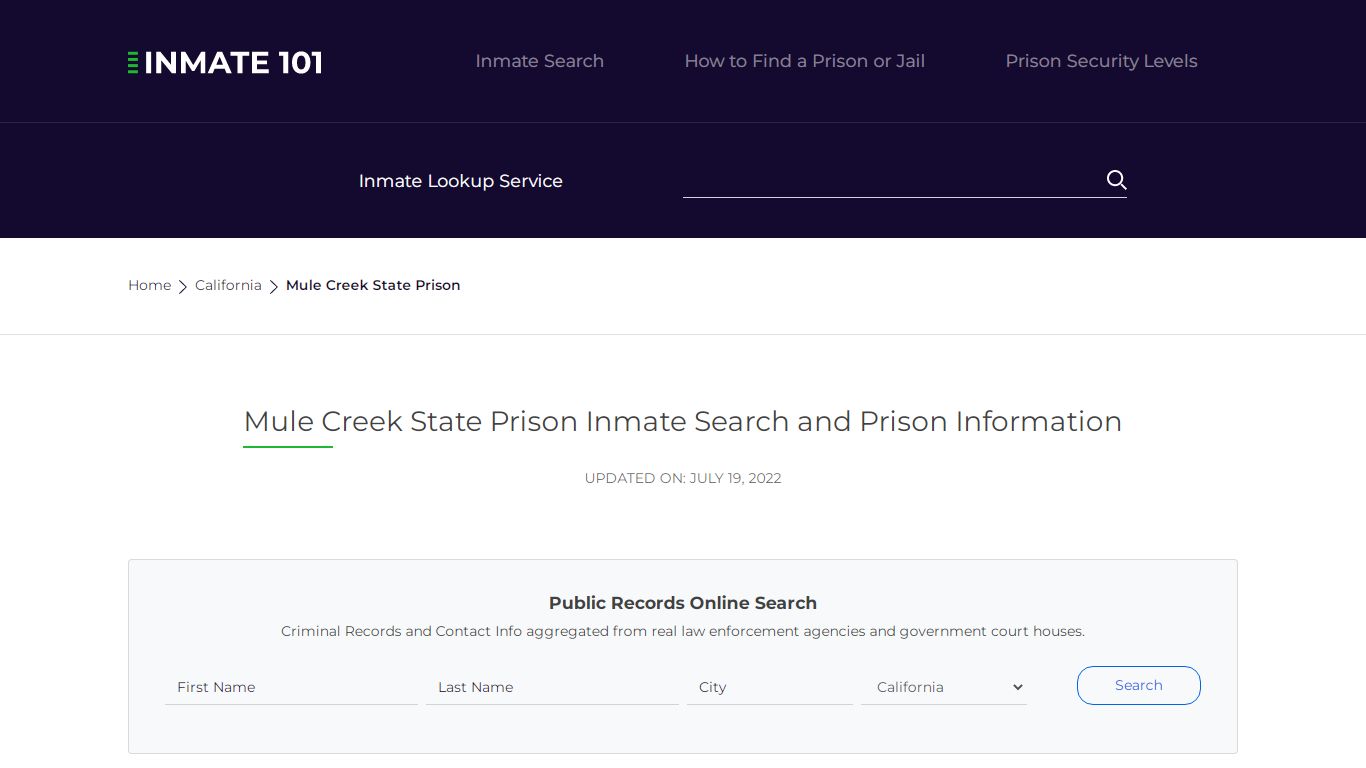 Mule Creek State Prison Inmate Search, Visitation, Phone ...